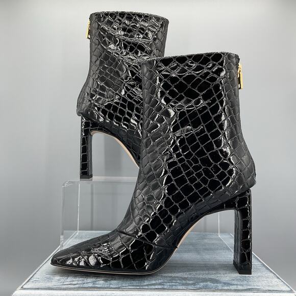 NEW Good American Women’s Croc Embossed Booties Black Size 7 - Picture 2 of 9